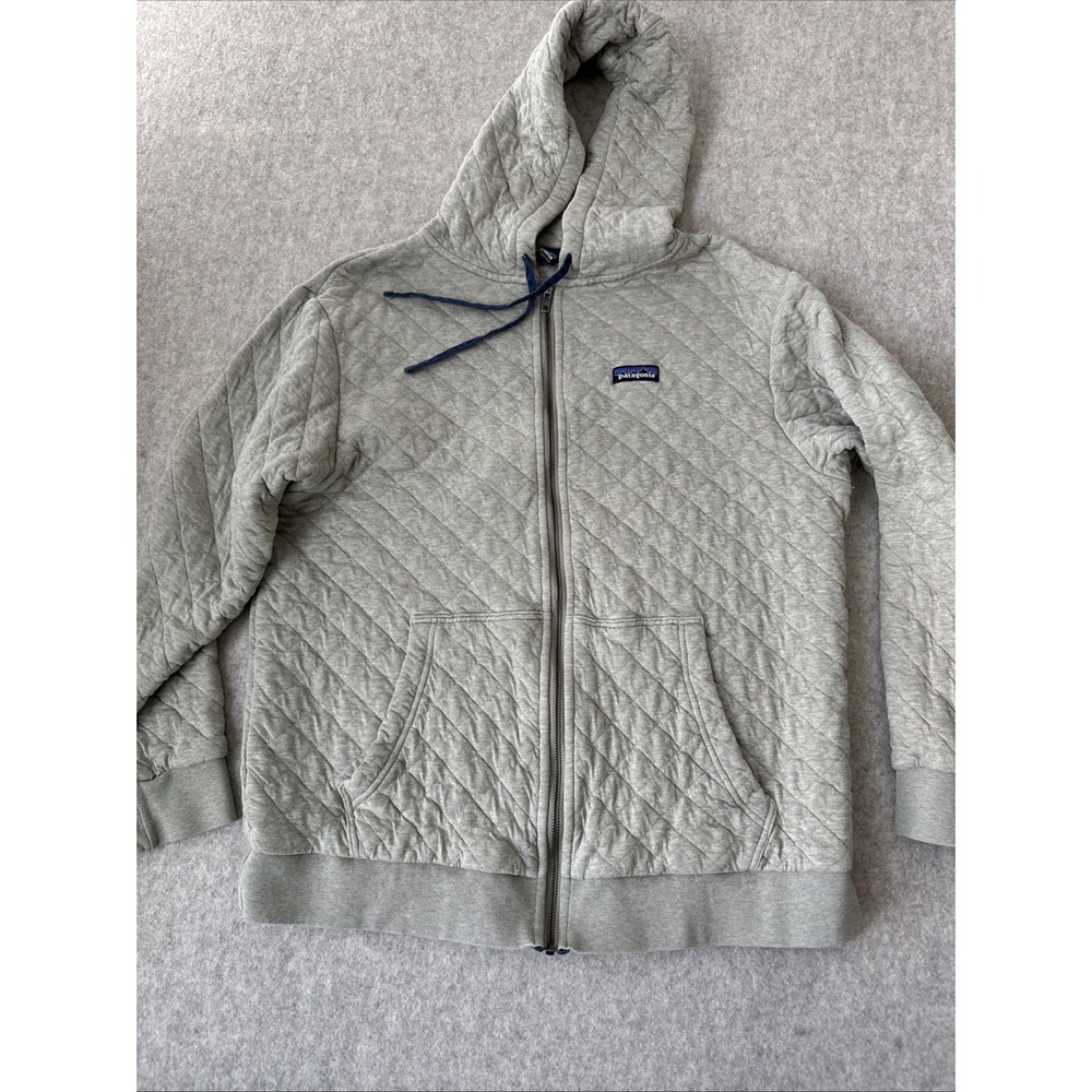 Patagonia Organic Cotton Quilted Full-Zip Hoody Mens XL Grey